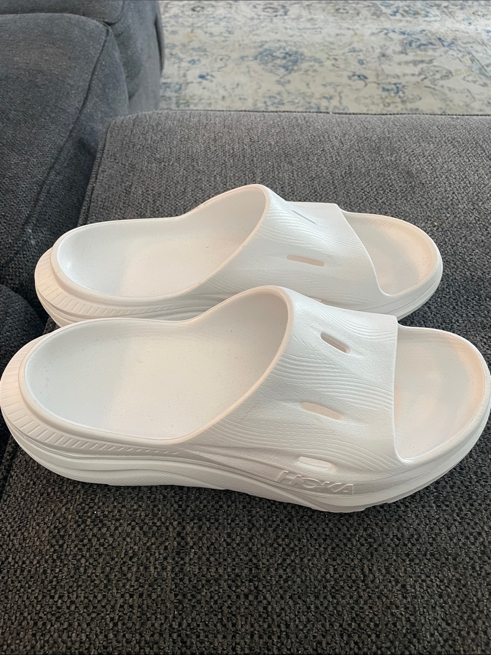 Hoka White Platform Slide Sandals for Women